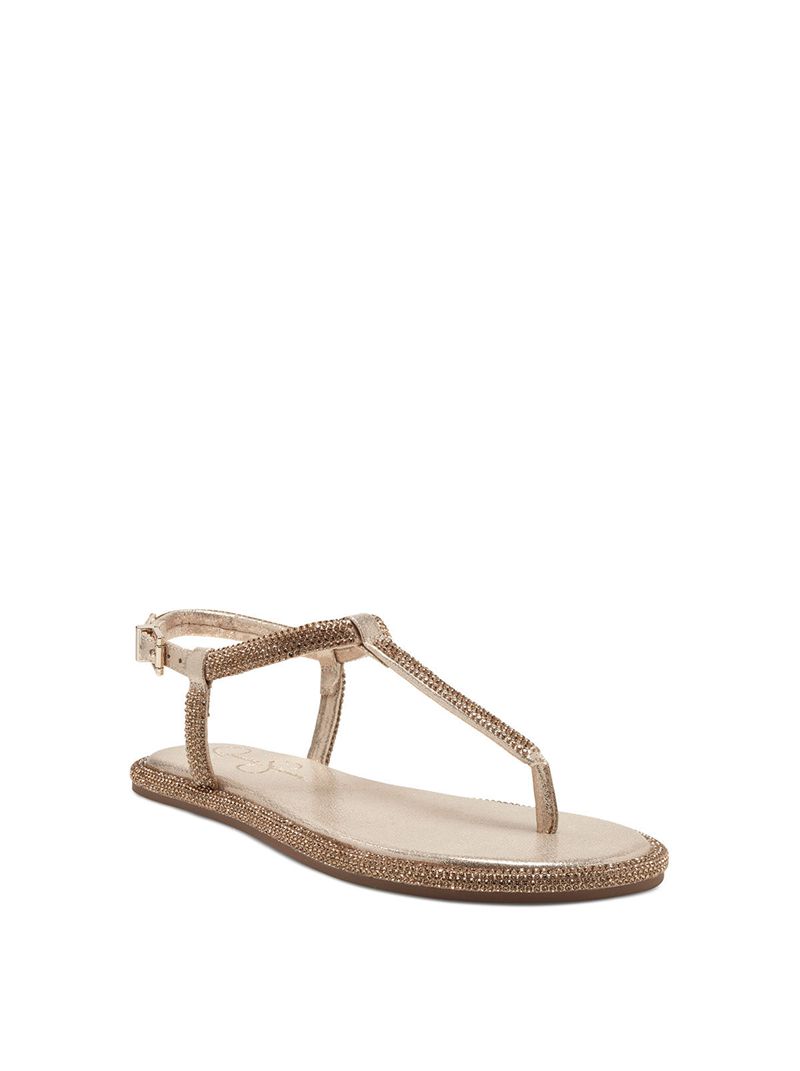 Women's Jessica Simpson Oliara T-Strap Slides Silver | PMEBO-8516