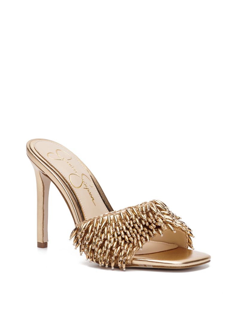 Women's Jessica Simpson Olya Sandals Gold | BCJOU-6547