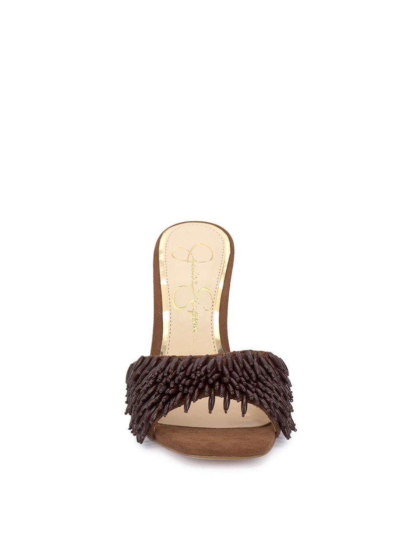 Women's Jessica Simpson Olya Slides Brown | KWIYZ-8570