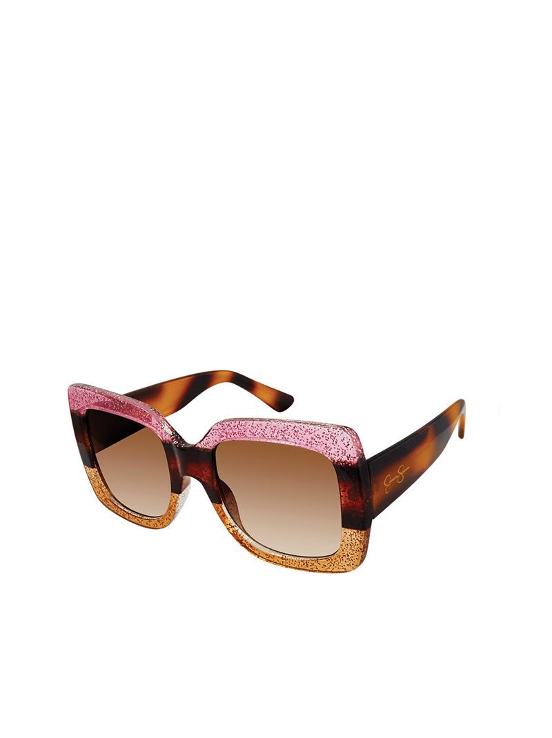 Women's Jessica Simpson Ombre Glitter Sunglasses Pink Orange | FEOCD-3720