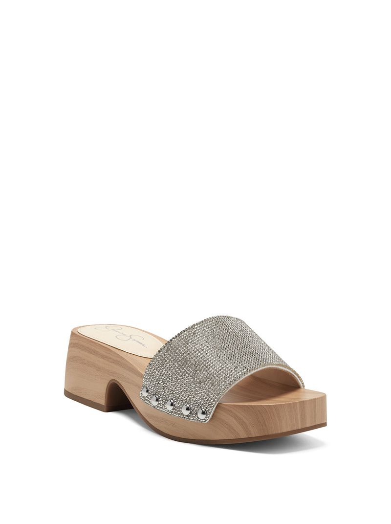 Women's Jessica Simpson Rexile Slides Silver Blue Grey | BWQKS-5670