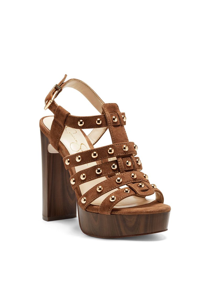 Women's Jessica Simpson Rienne Platform Shoes Brown | CFUJX-9047