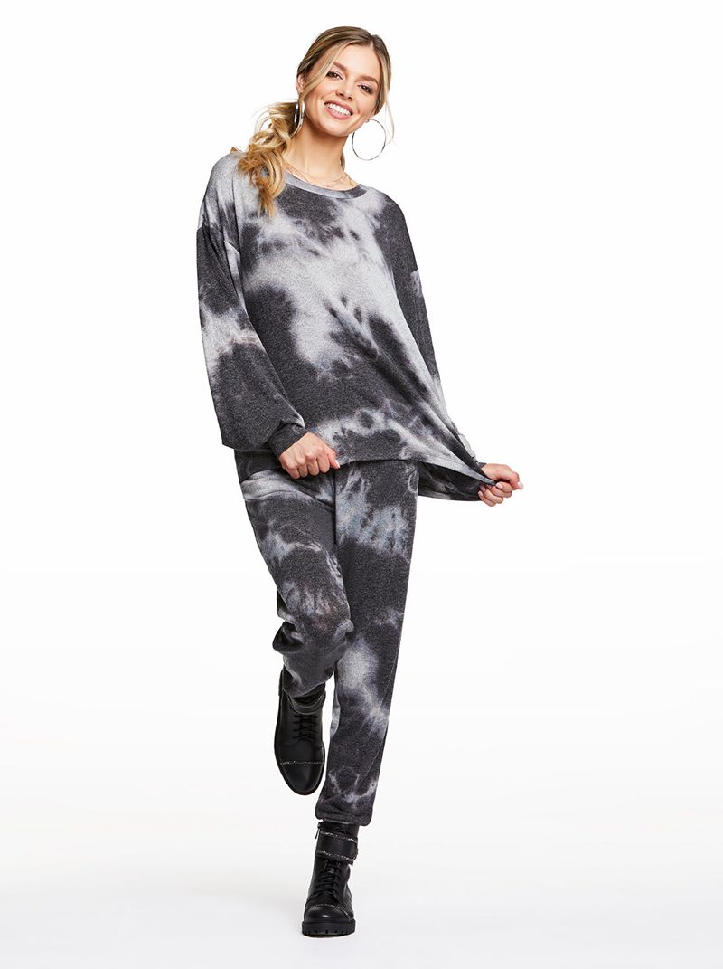 Women's Jessica Simpson Riya Tie dye Loungewear Black | FZXMT-8740