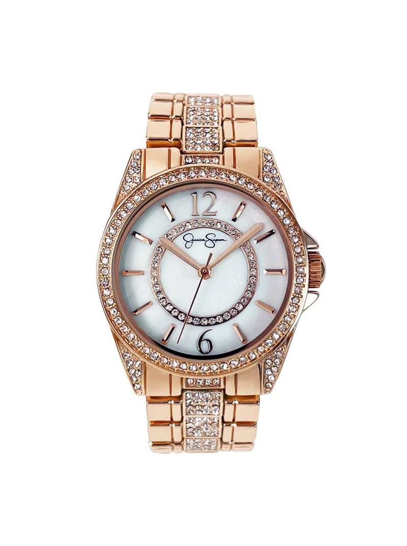 Women\'s Jessica Simpson Rose Tone Crystal Bracelet Watches Rose Gold | QRBCS-0179