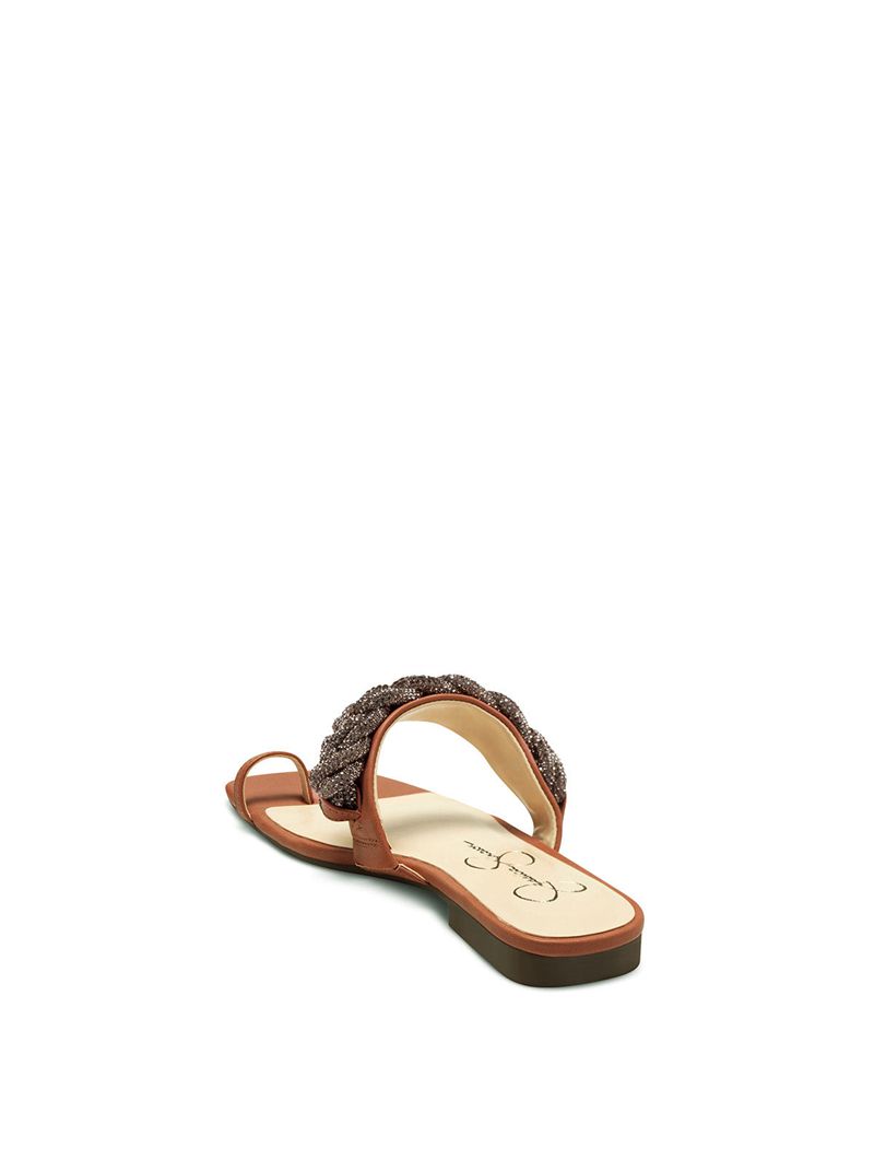 Women's Jessica Simpson Row Flat Shoes Brown | QYDPR-3457