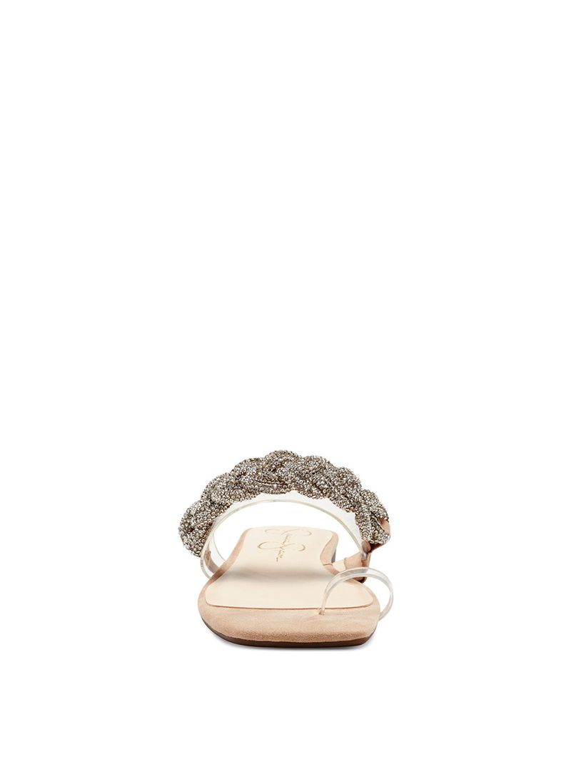 Women's Jessica Simpson Row Slides Transparent | KYNPL-4106