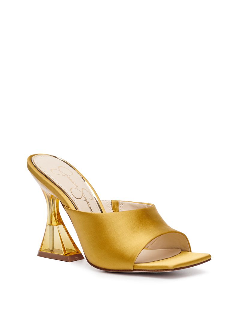 Women's Jessica Simpson Sanaa Slides Gold | RYOAF-3471