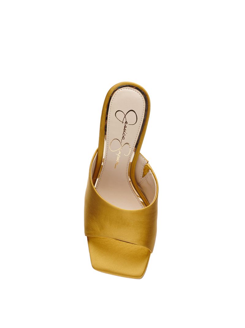 Women's Jessica Simpson Sanaa Slides Gold | RYOAF-3471