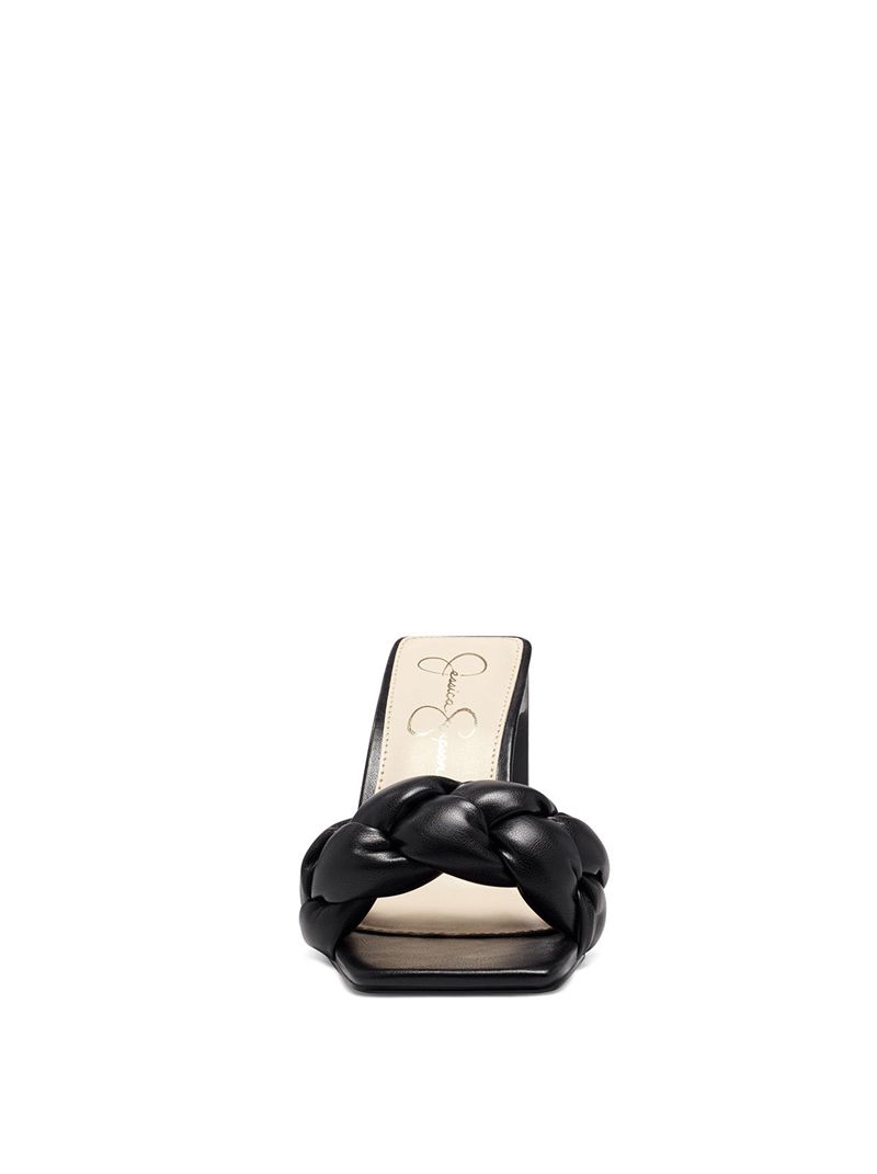 Women's Jessica Simpson Sassia Slides Black | LREKU-0439