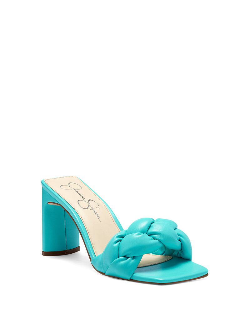 Women's Jessica Simpson Sassia Slides Light Turquoise | YIVUM-4108