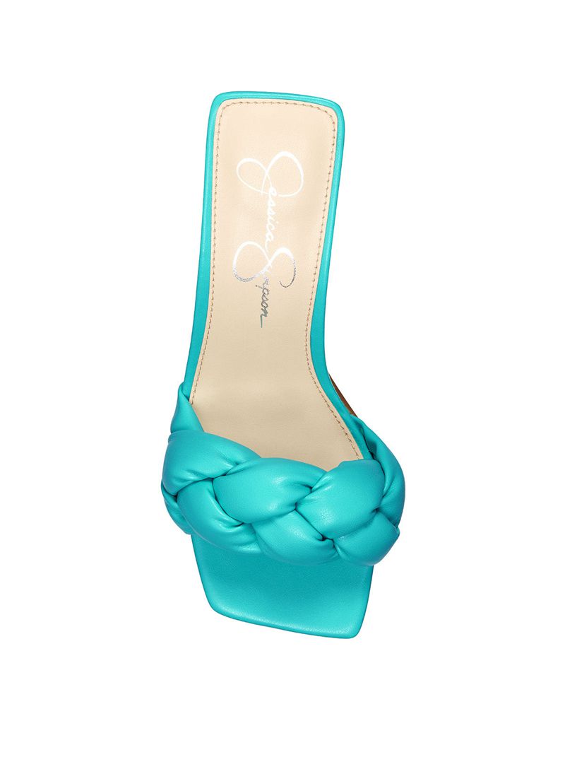 Women's Jessica Simpson Sassia Slides Light Turquoise | YIVUM-4108