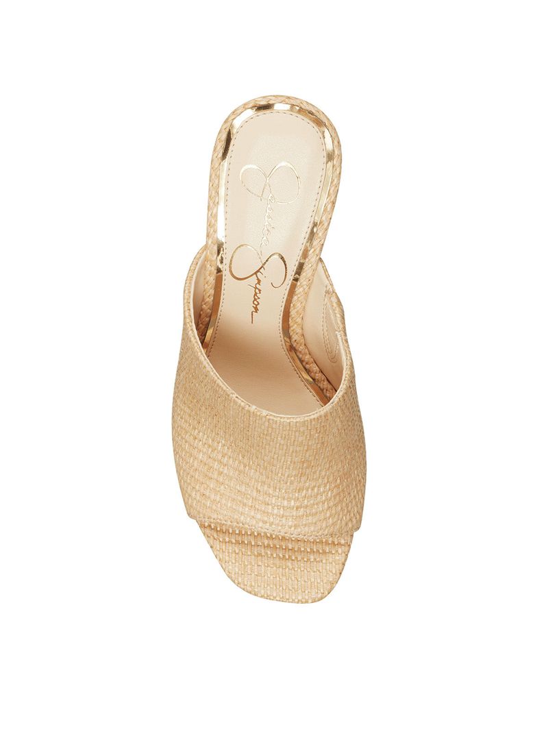 Women's Jessica Simpson Shantelle Slides Beige | CQJYA-1360