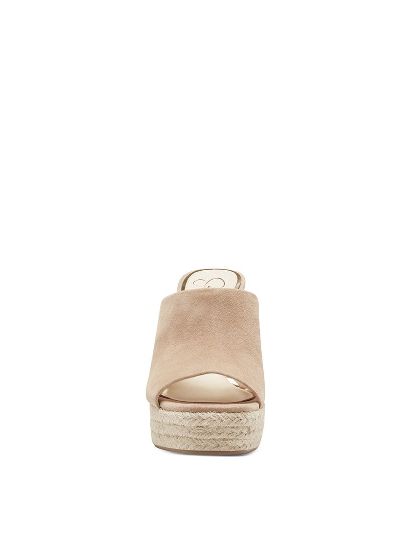 Women's Jessica Simpson Shantelle Slides Beige | ETGSU-8460