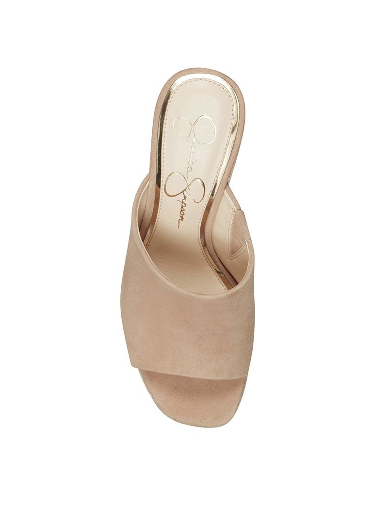 Women's Jessica Simpson Shantelle Slides Beige | ETGSU-8460