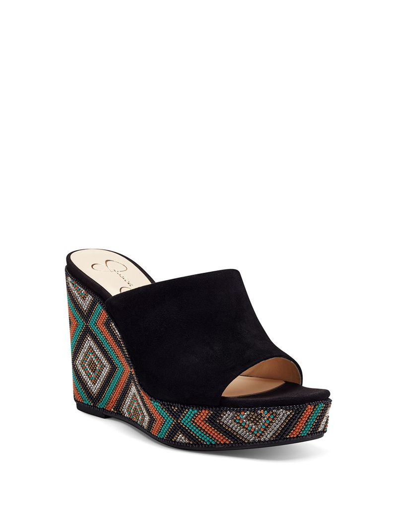 Women's Jessica Simpson Shantelle Wedges Black | SHLYW-8051