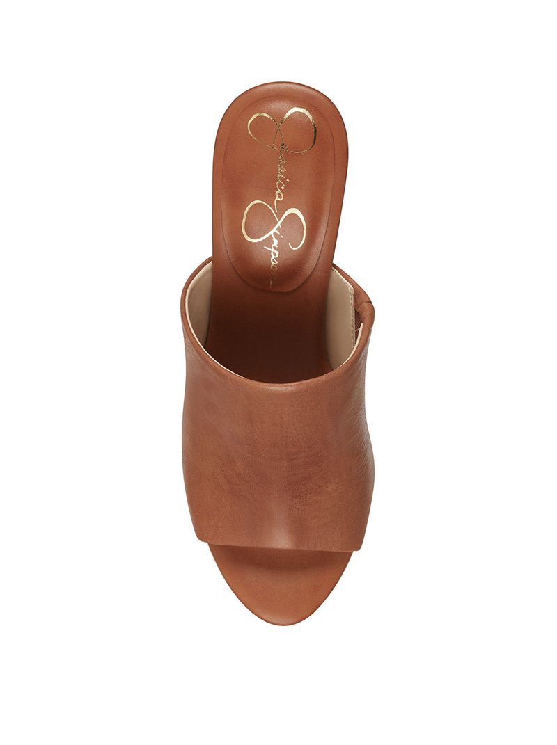 Women's Jessica Simpson Shelbie Slides Brown | HAGMX-4928