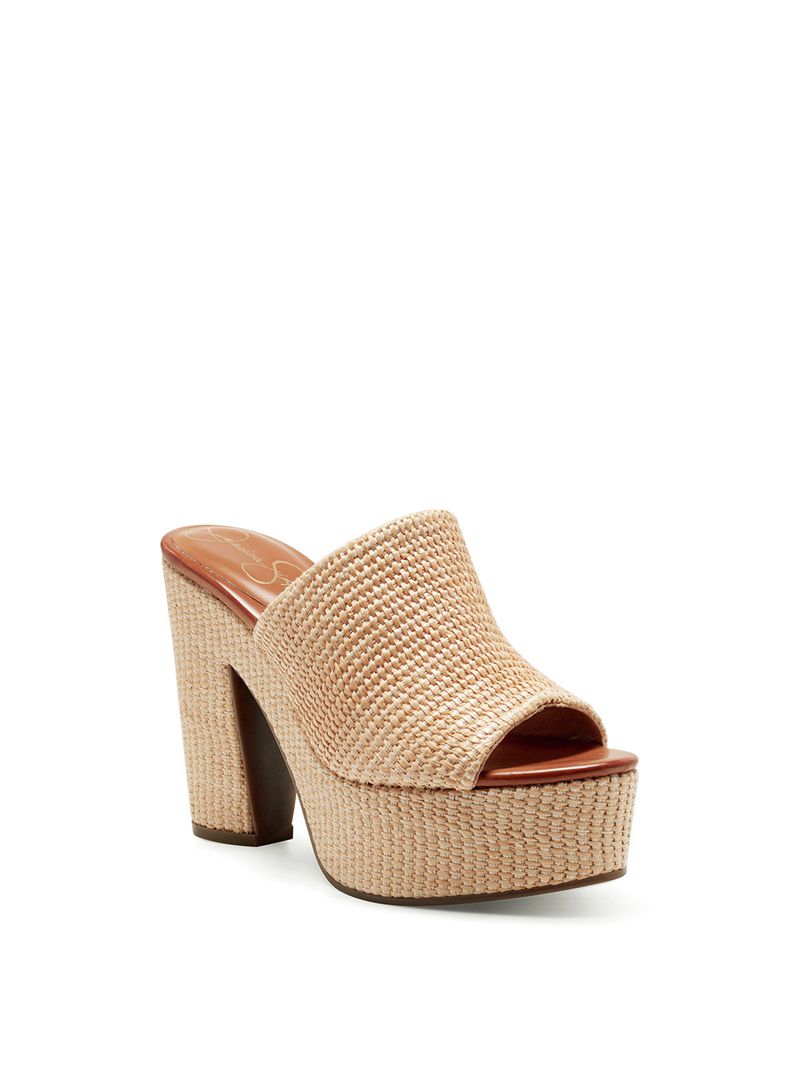 Women's Jessica Simpson Shelbie Slides Beige | KPRFZ-3974