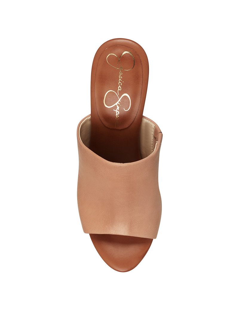 Women's Jessica Simpson Shelbie Slides Beige | PLRHY-8972