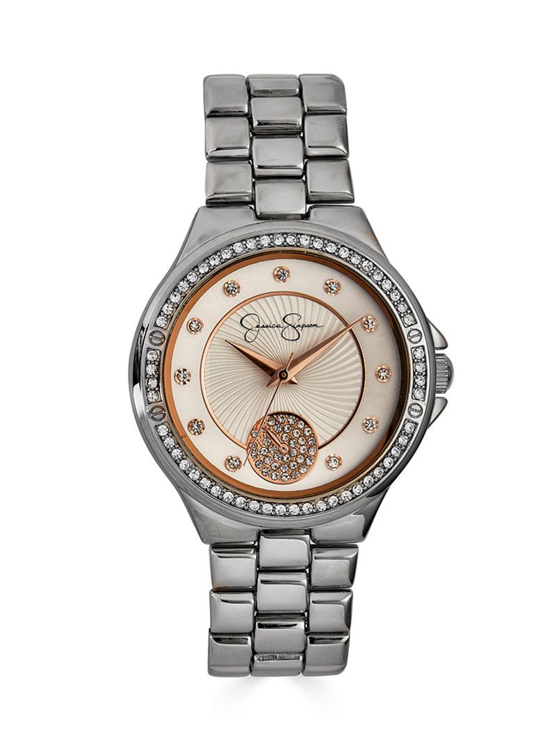 Women\'s Jessica Simpson Silver Tone Crystal Watches Silver | PMDIS-6740