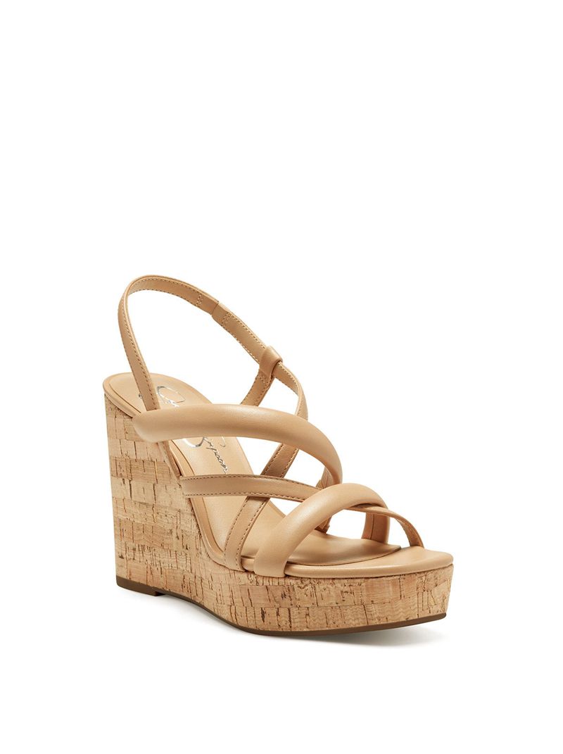 Women's Jessica Simpson Sim Platform Shoes Beige | JDWFB-7620