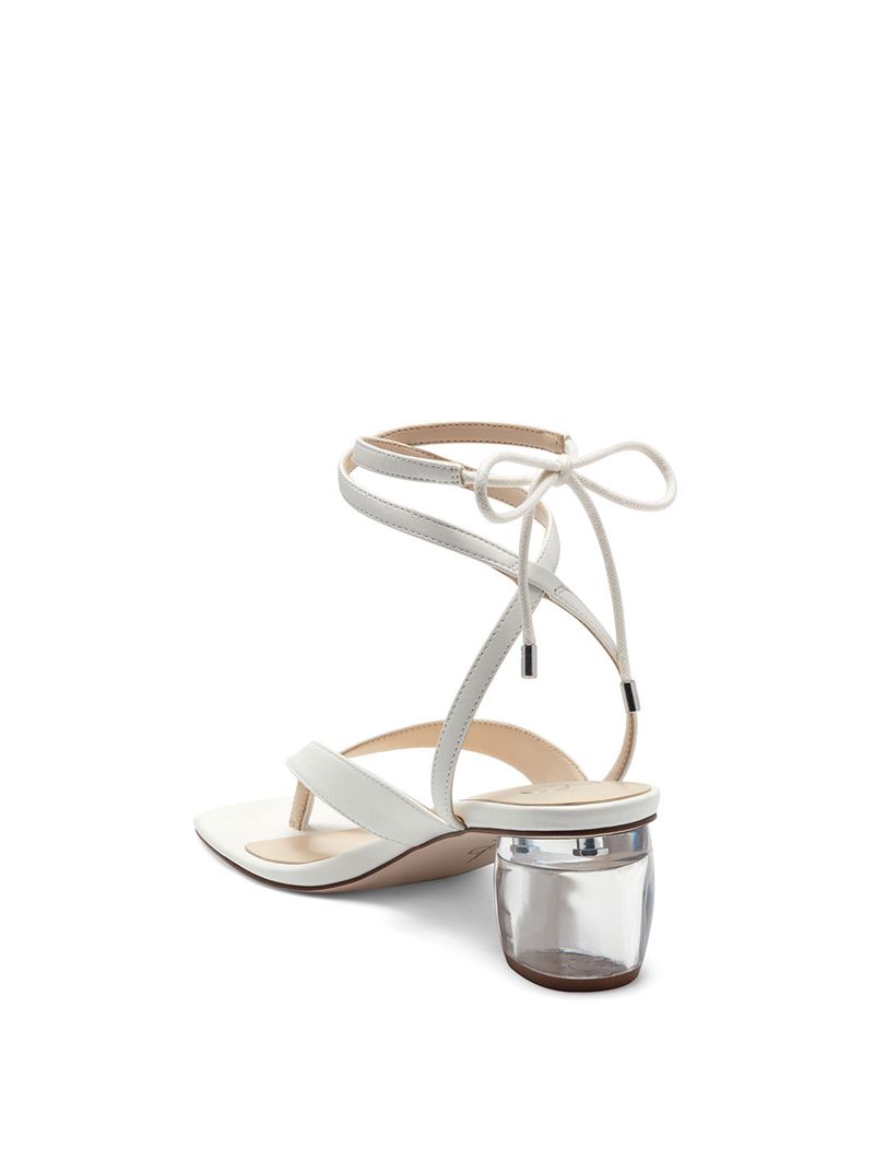 Women's Jessica Simpson Sitelli Mid Heel Sandals White | FDXBC-5672