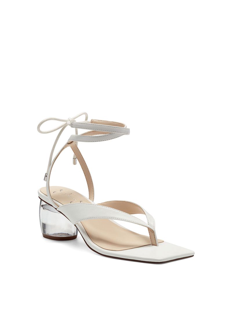 Women's Jessica Simpson Sitelli Mid Heel Sandals White | FDXBC-5672