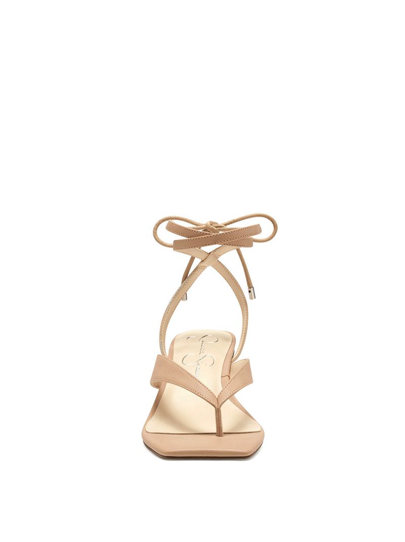 Women's Jessica Simpson Sitelli Mid Heel Sandals Beige | WTOQY-8649