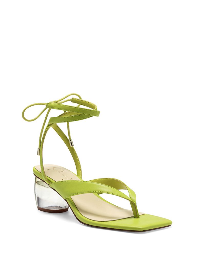 Women's Jessica Simpson Sitelli Mid Heel Sandals Green | ZWJIK-8625