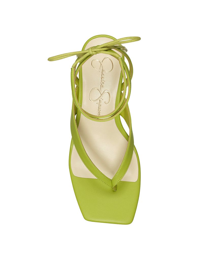 Women's Jessica Simpson Sitelli Mid Heel Sandals Green | ZWJIK-8625