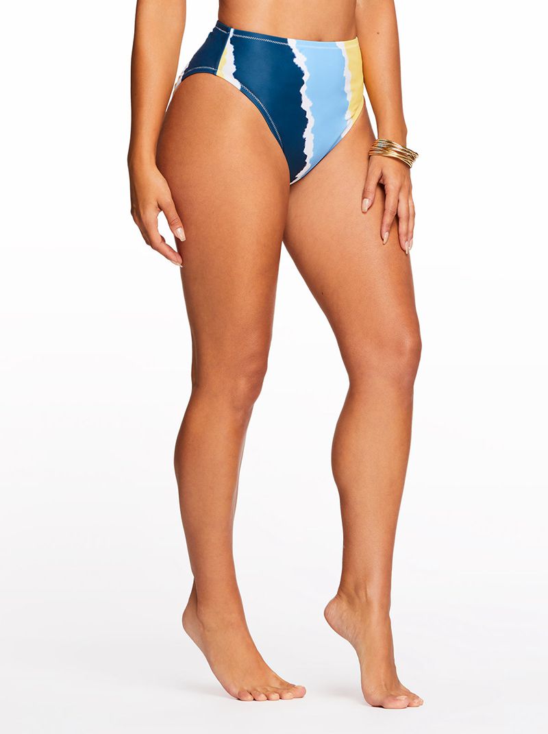 Women's Jessica Simpson Smooth Sail Bikini Bottoms Blue / Yellow | BRGPJ-4693