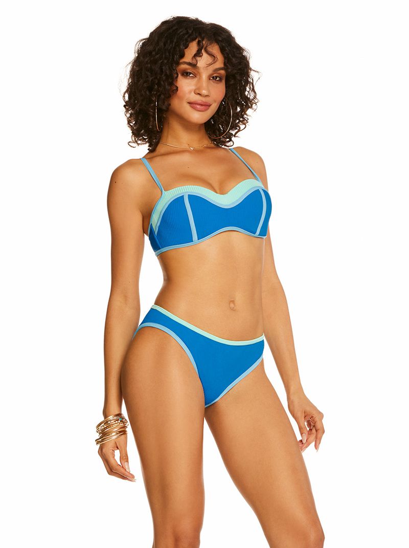 Women's Jessica Simpson South Of the Border Sweatheart Bikini Tops Blue | LXRMC-8165