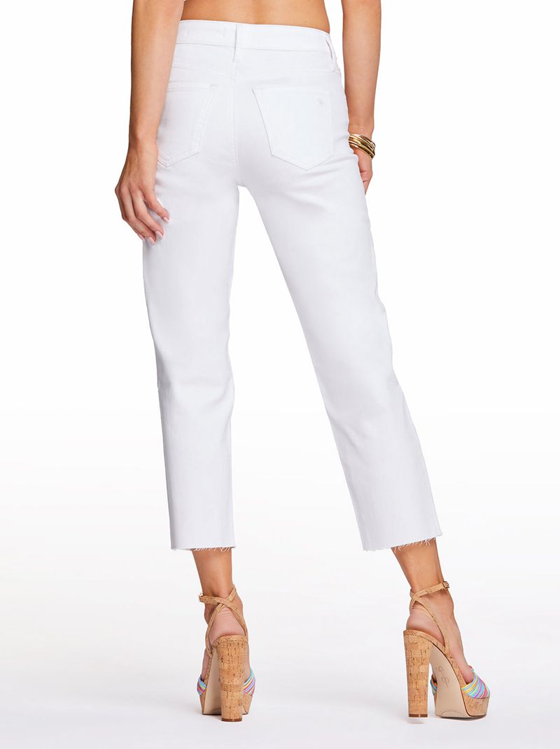 Women's Jessica Simpson Spotlight High Rise Straight Bottoms White | IXJYV-8605