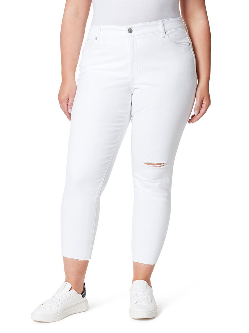 Women's Jessica Simpson Spotlight High Rise Straight Bottoms White | IXJYV-8605