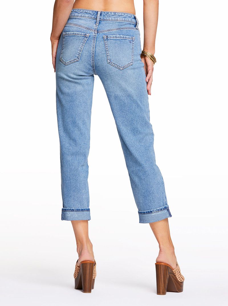 Women's Jessica Simpson Spotlight High Rise Straight Bottoms Blue | LVWJM-8560