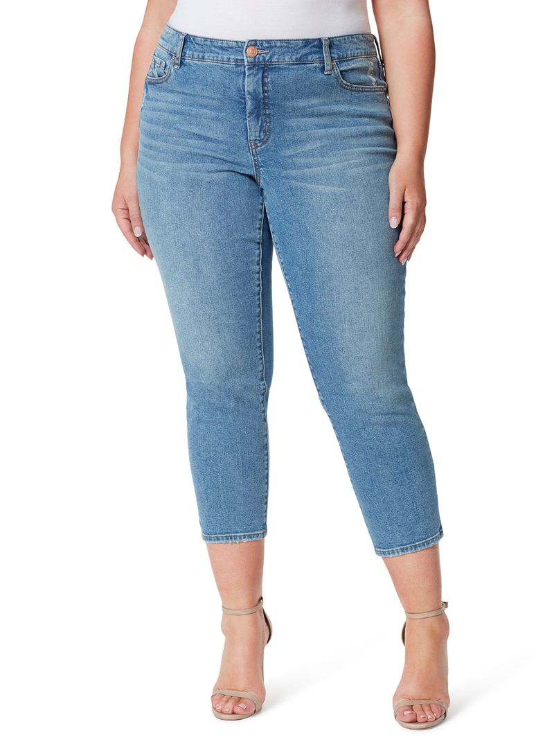 Women's Jessica Simpson Spotlight High Rise Straight Bottoms Blue | LVWJM-8560