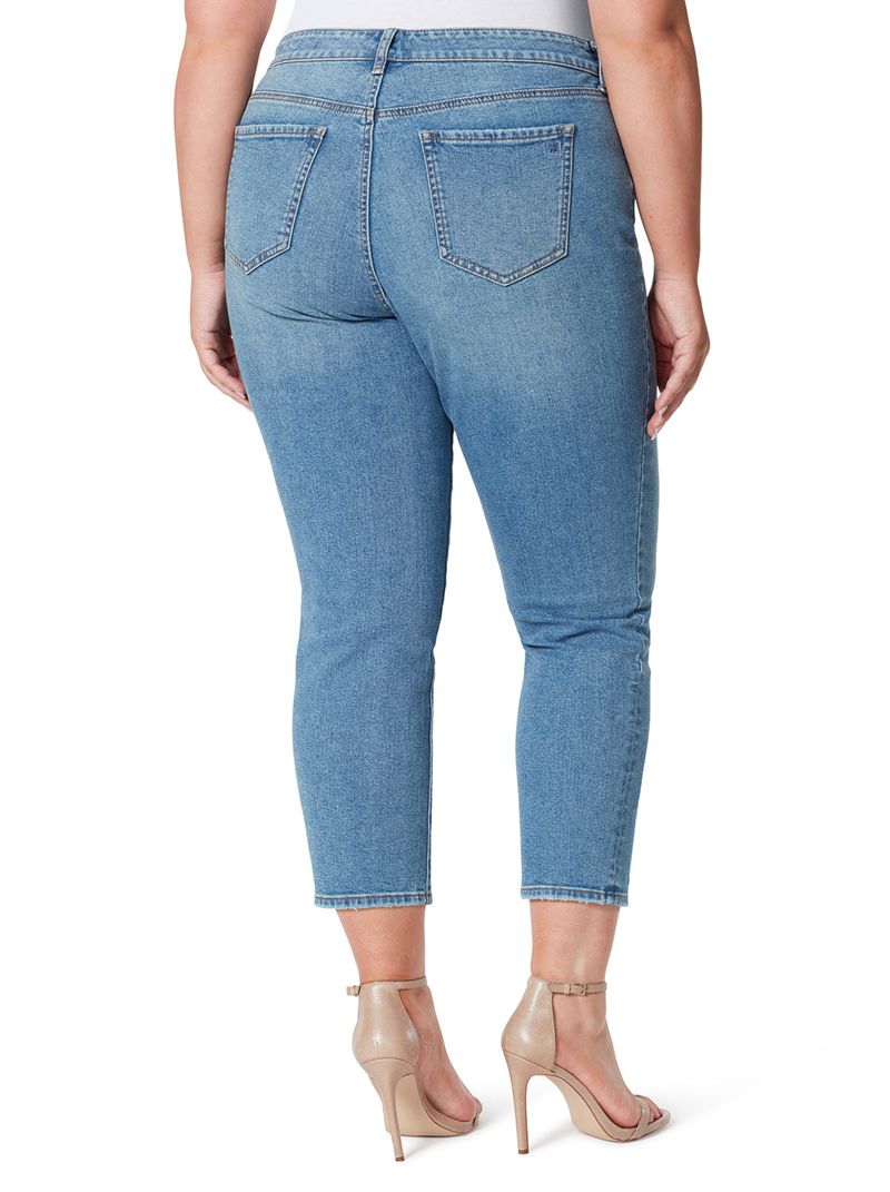 Women's Jessica Simpson Spotlight High Rise Straight Bottoms Blue | LVWJM-8560