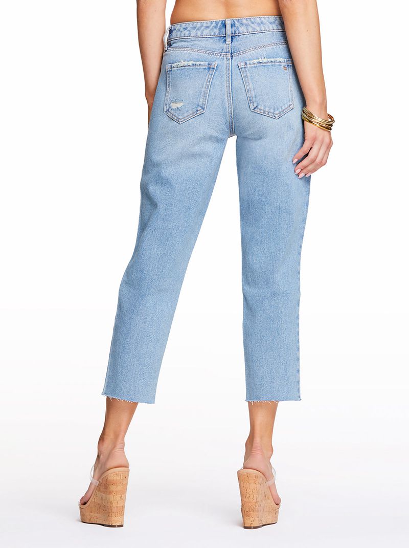 Women's Jessica Simpson Spotlight High Rise Straight Bottoms Blue | MPRCU-1280