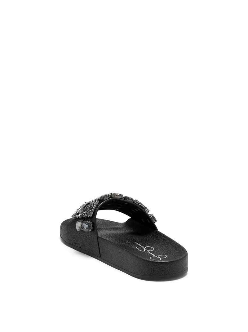 Women's Jessica Simpson Stazee Slides Black | GUZXT-0973