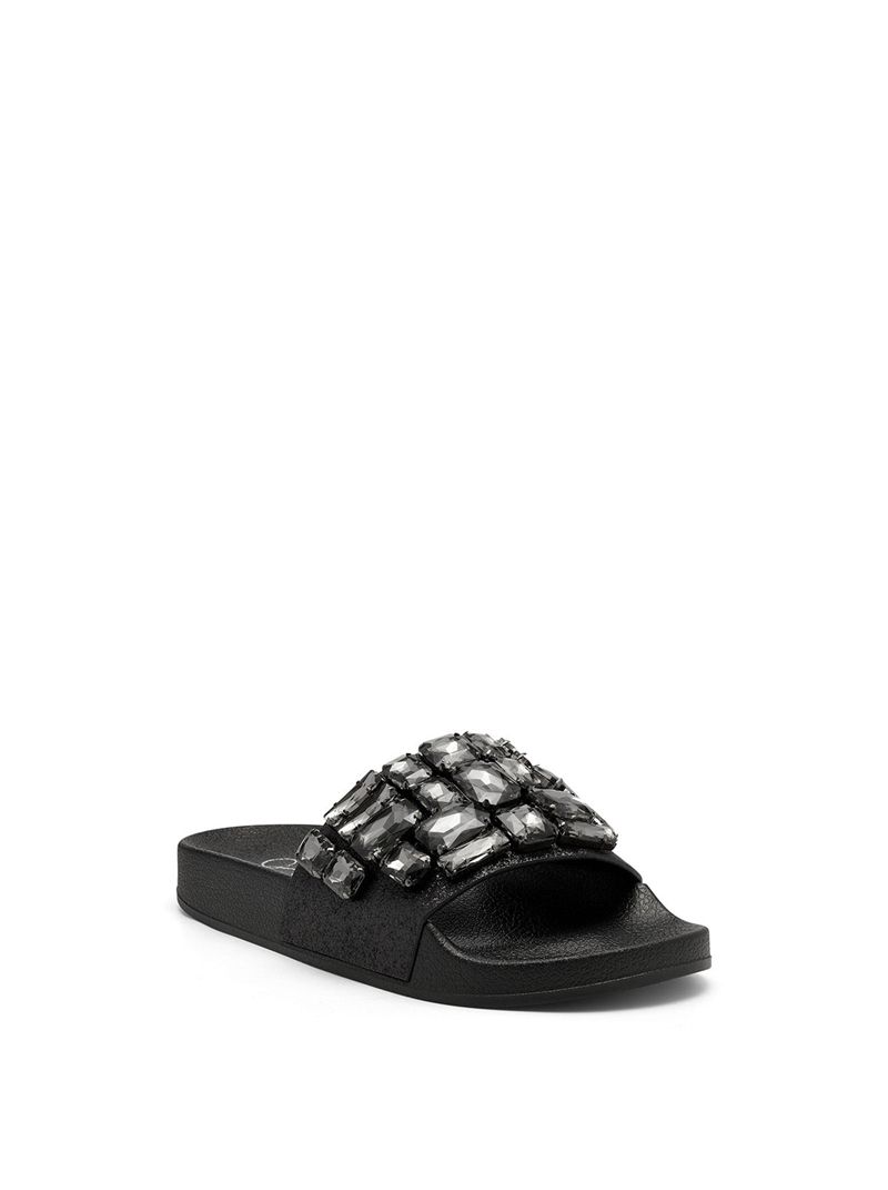 Women's Jessica Simpson Stazee Slides Black | GUZXT-0973