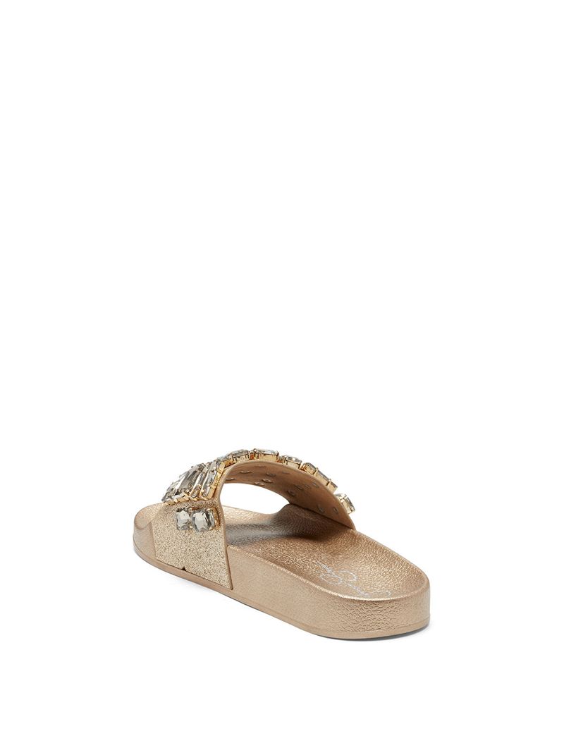 Women's Jessica Simpson Stazee Slides Silver | TULKN-1036