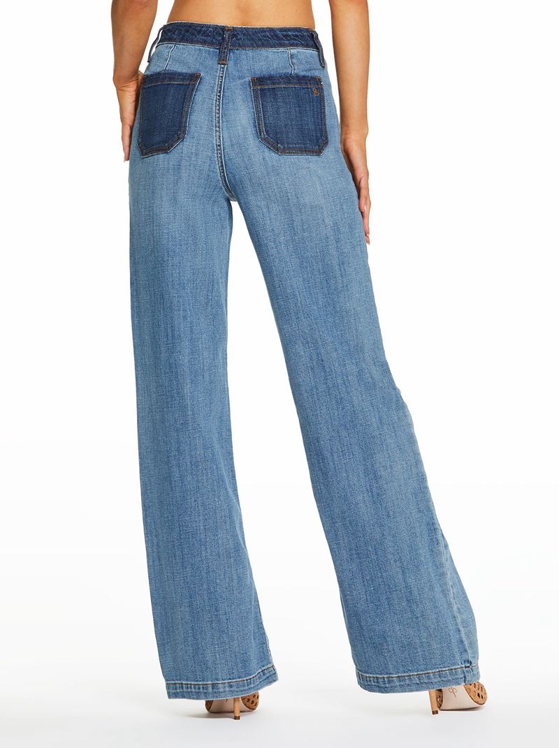 Women's Jessica Simpson Tease High Rise Wide Leg Bottoms Blue | FOAHP-6093