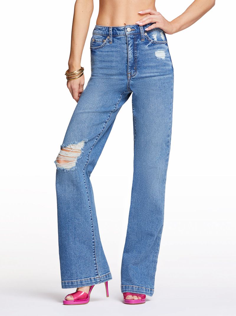 Women's Jessica Simpson Tease High Rise Wide Leg Jeans Blue | IPLZC-3254