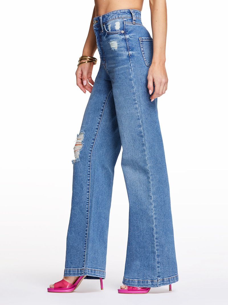 Women's Jessica Simpson Tease High Rise Wide Leg Jeans Blue | IPLZC-3254