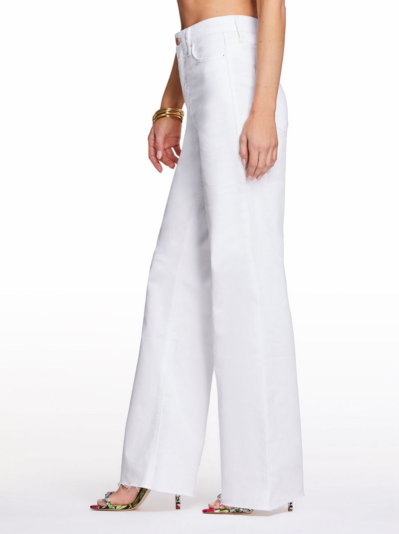 Women's Jessica Simpson Tease High Rise Wide Leg Bottoms White | NSEGK-7362