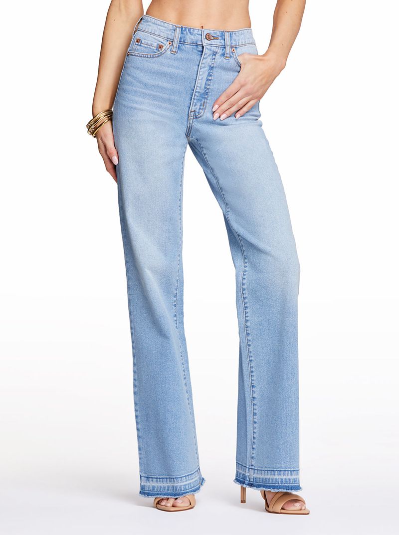 Women\'s Jessica Simpson Tease High Rise Wide Leg Jeans Blue | QYDWJ-4621