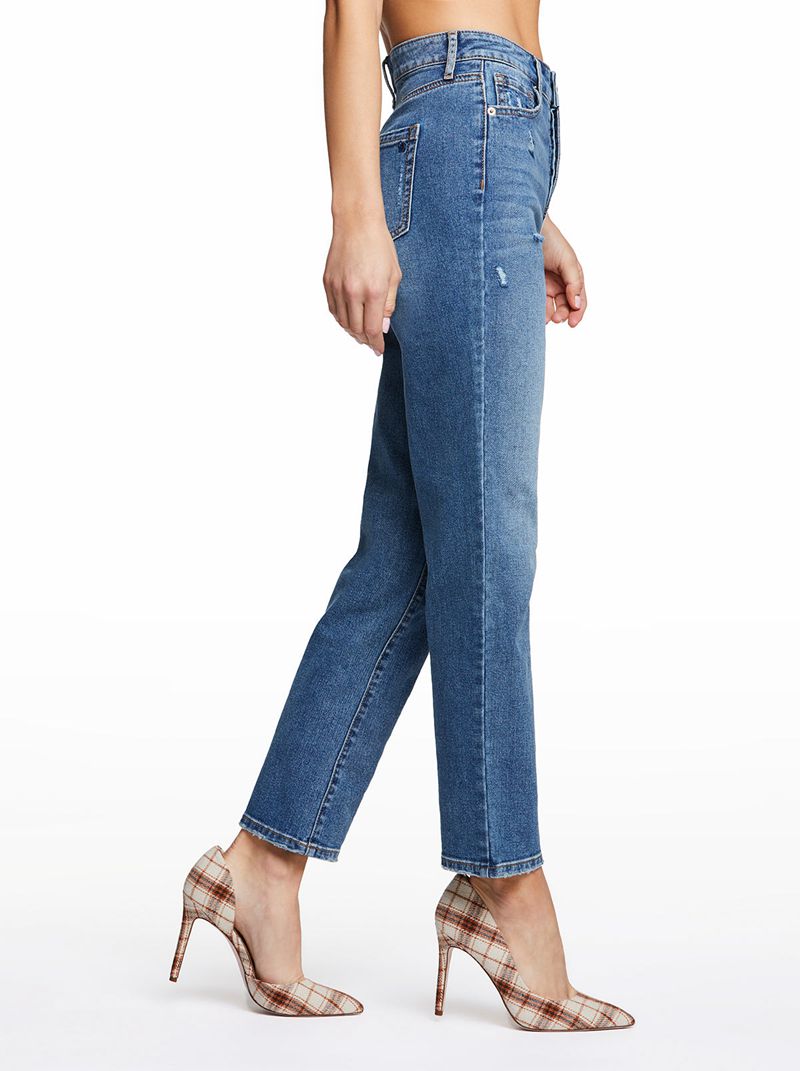 Women's Jessica Simpson Throwback Straight Jeans Blue | YBHJP-0672