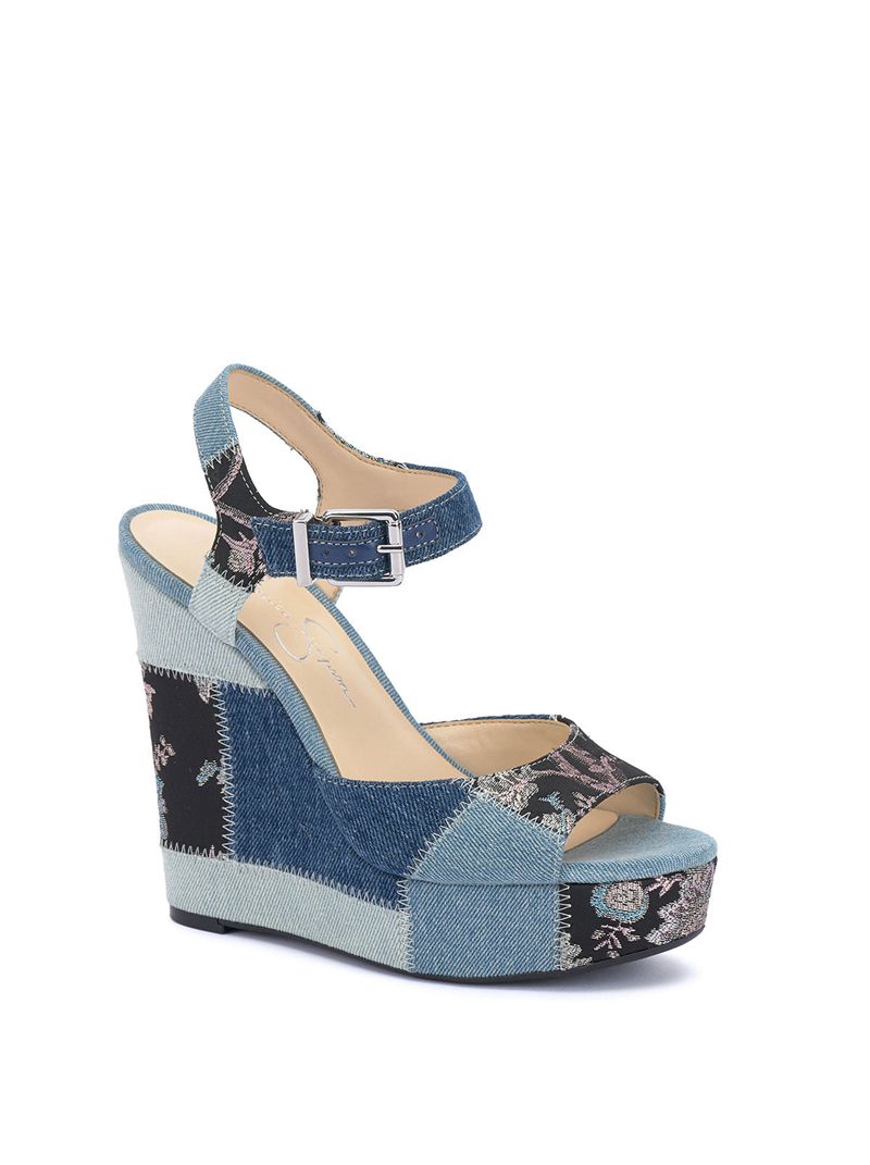 Women's Jessica Simpson Tonnia Platform Shoes Blue Grey | HBFYJ-6217