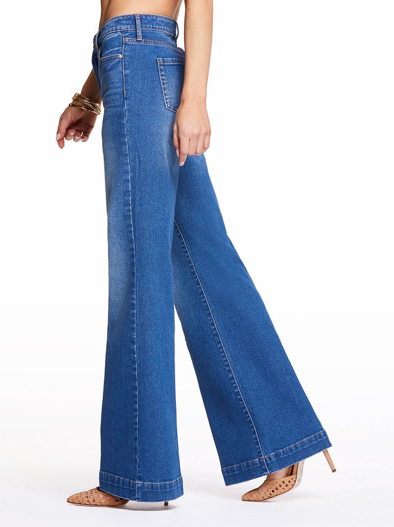 Women's Jessica Simpson True Love Wide Leg Bottoms Blue | DWXSO-8293