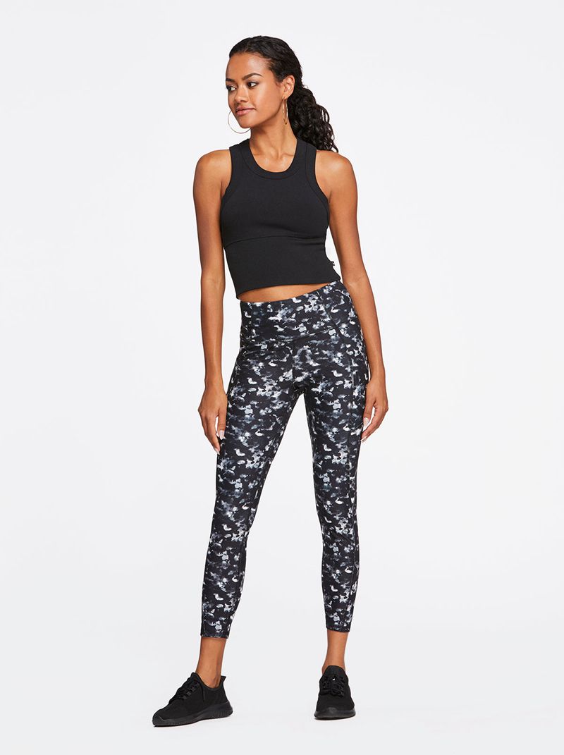 Women's Jessica Simpson Tummy Control Ankle Legg Leggings Black Camo | CVLJX-0428