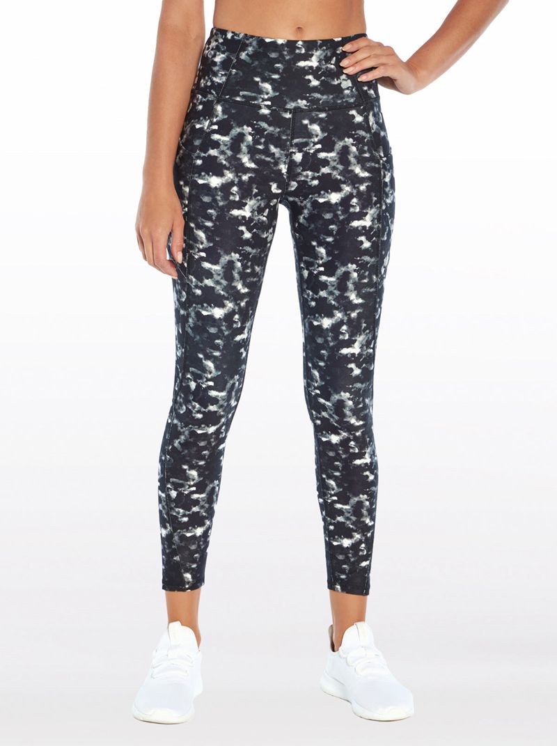 Women\'s Jessica Simpson Tummy Control Ankle Legg Leggings Black Camo | CVLJX-0428